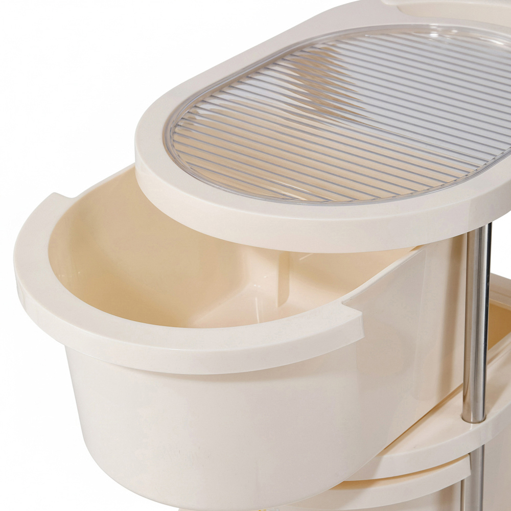 Living and Home 3 Drawer Cream Rolling Storage Cart Image 6