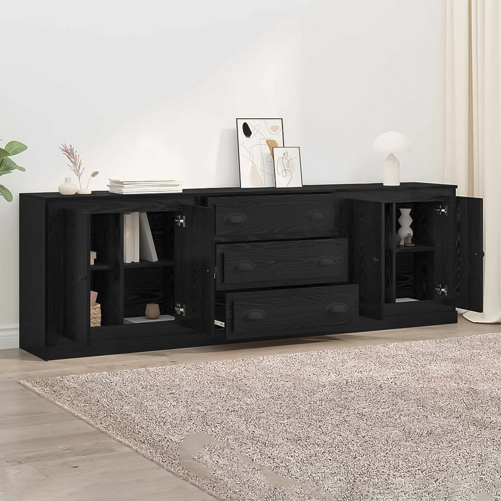 vidaXL Black Sideboard Set of 3 Image 1