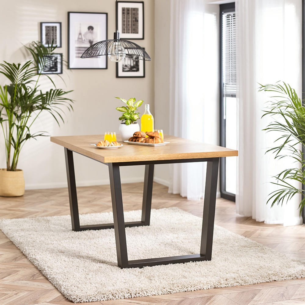 Furniturebox Bourton 6 Seater Wood Dining Table Oak and Black Image 6