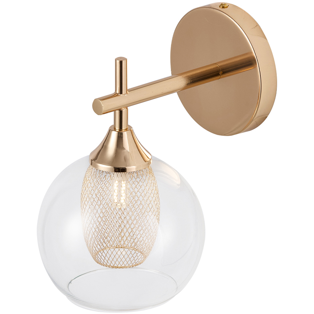 Living and Home Gold Glass Globe Hardwired Metal Base G9 Wall Light Image 1