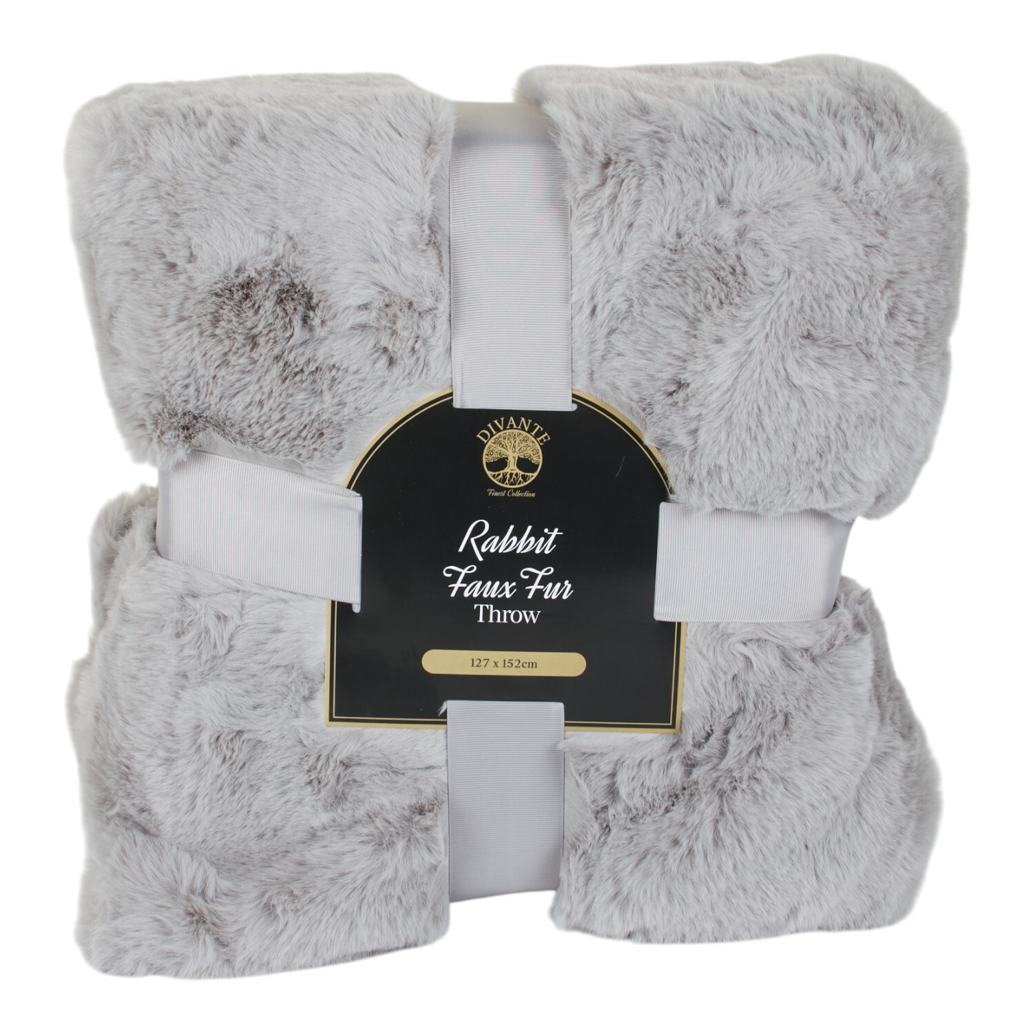 Large Rabbit Faux Fur Throw Grey Image 1
