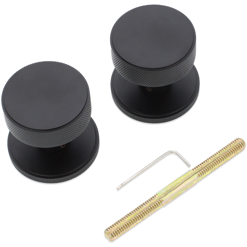 Spira Brass Matt Black Connaught Knurled Mortice Door Knob 2 Pack Image 4