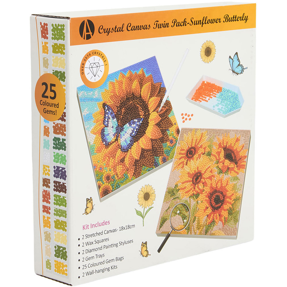 Pack of 2 Crystal Sunflower Canvas Set Image 1