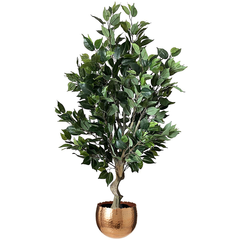 Leaf Premium Ficus Twist Artificial Plant in Copper Curve Planter 100cm Image 1