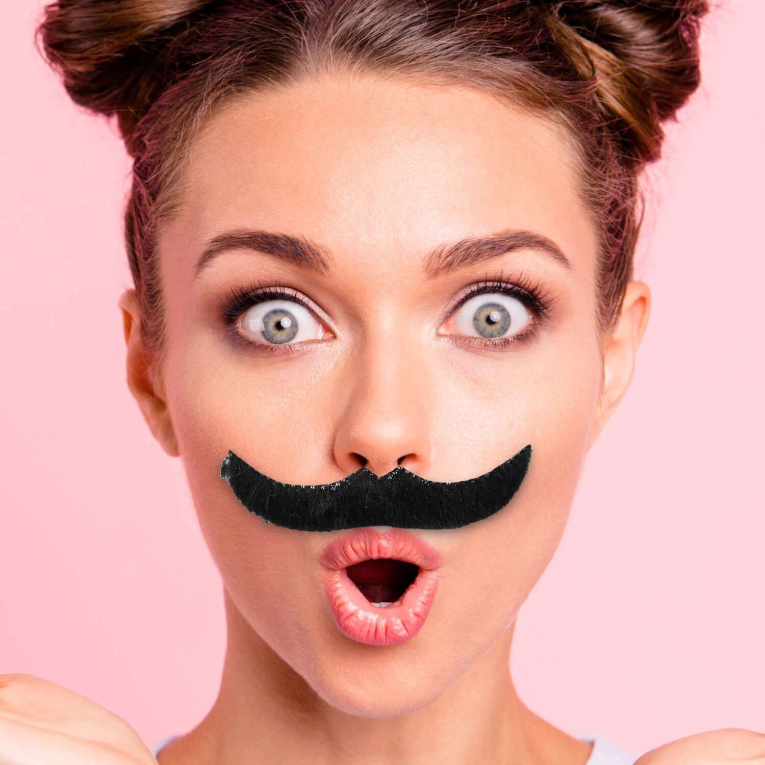 Pack of 6 Fake Moustaches Black Image 3