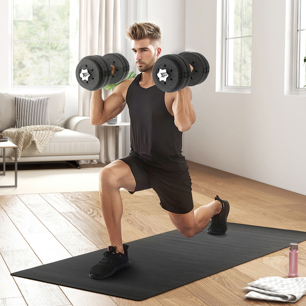 HOMCOM Black Adjustable Dumbbell Set 30kg 2 Pack Image 2
