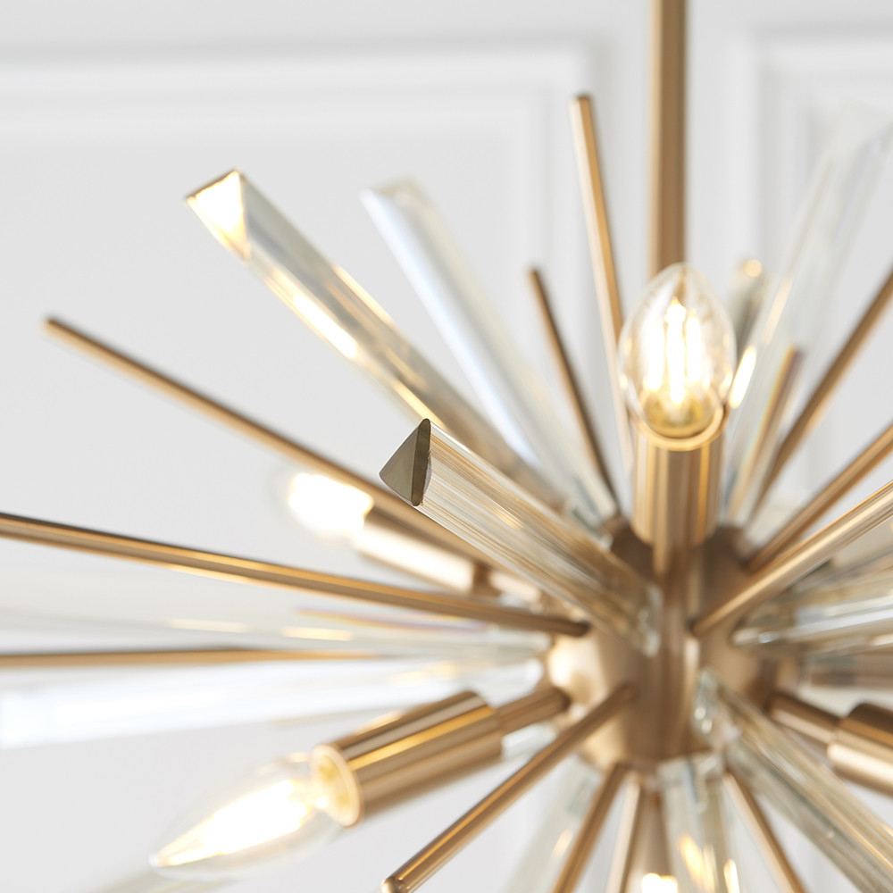 Merano Salerno Antique Brass and Champagne 6 Light Ceiling Pendant Image 4