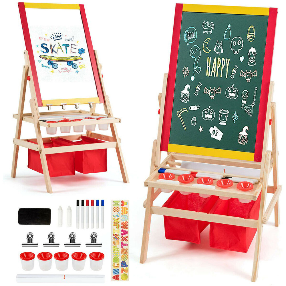 Costway Kids Double Sided Art Easel with Storage Bag Image 4