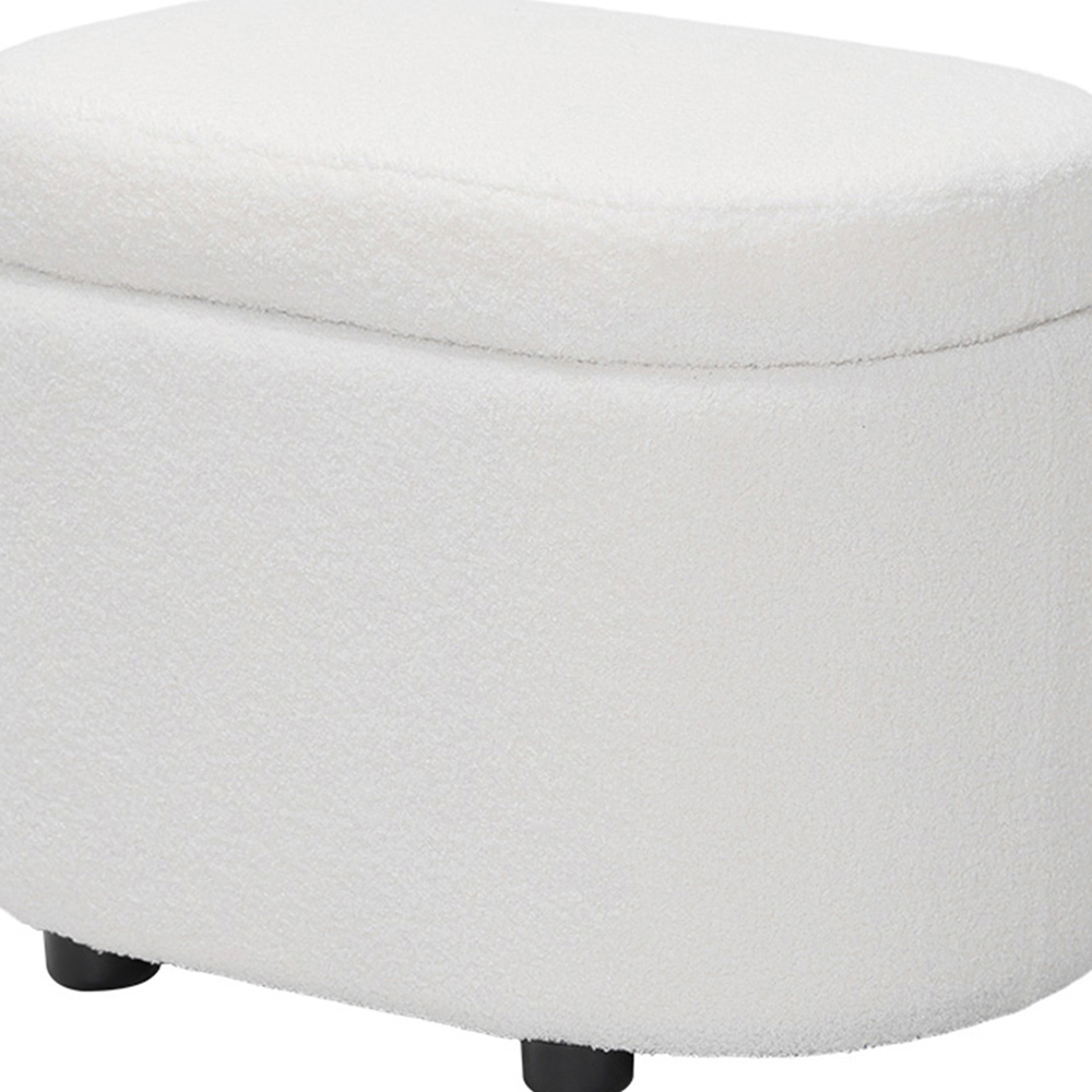 Living and Home White Teddy Fleece Storage Ottoman with Lift-Up Lid Image 6