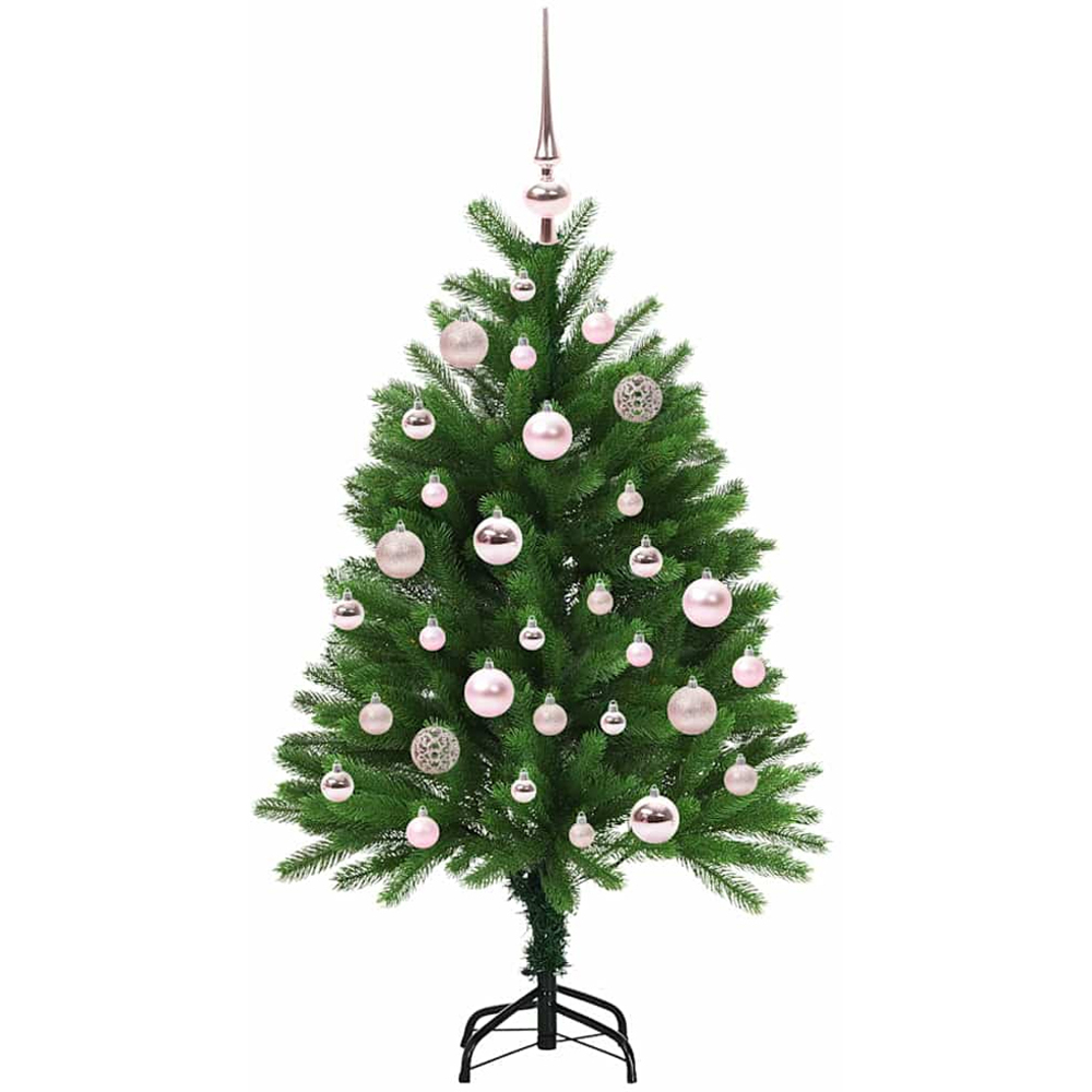vidaXL Pre-Lit Pink Baubles Green Artificial Christmas Tree 4ft Image 4