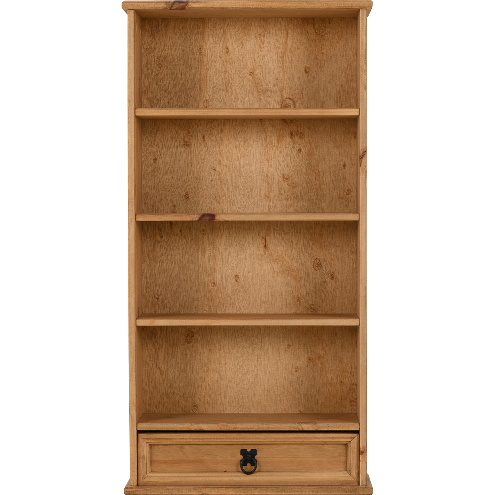 Seconique Corona Single Drawer 4 Shelf Distressed Waxed Pine Bookcase Image 3