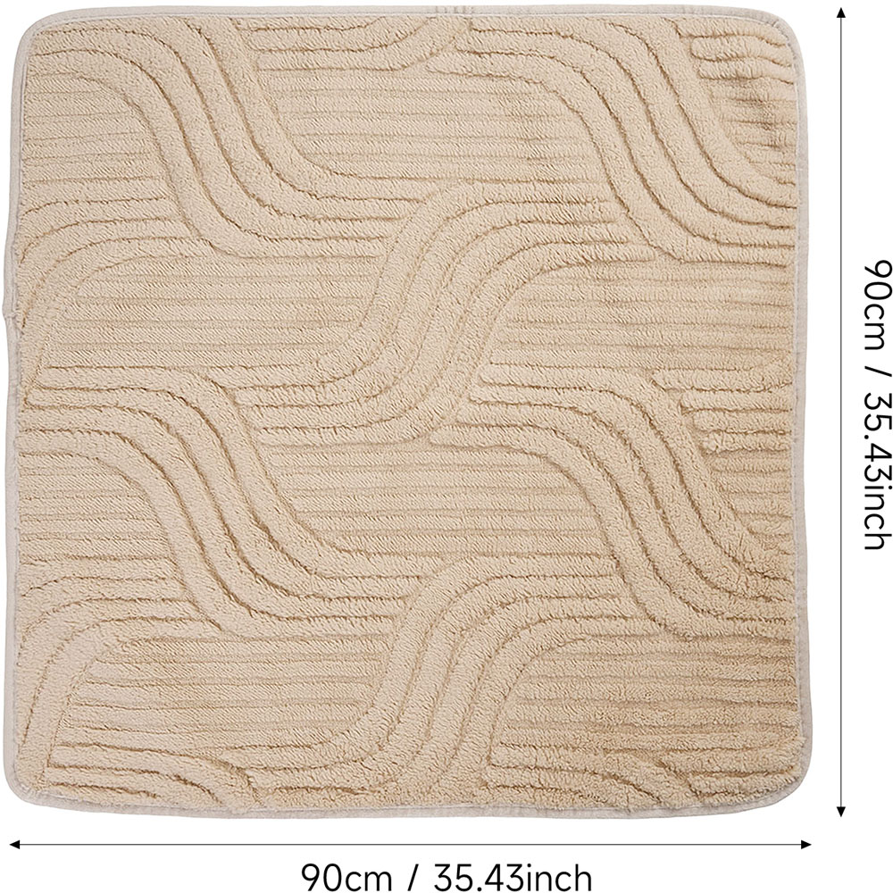 Living and Home Light Brown Minimalist Wavy Geometric Non-Slip Sofa Mat 90 x 90cm Image 8