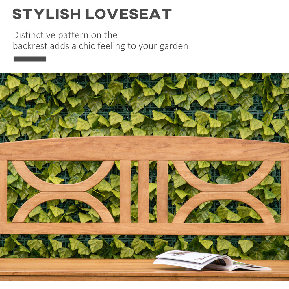 Outsunny 2 Seater Natural Wooden Loveseat Bench Image 5