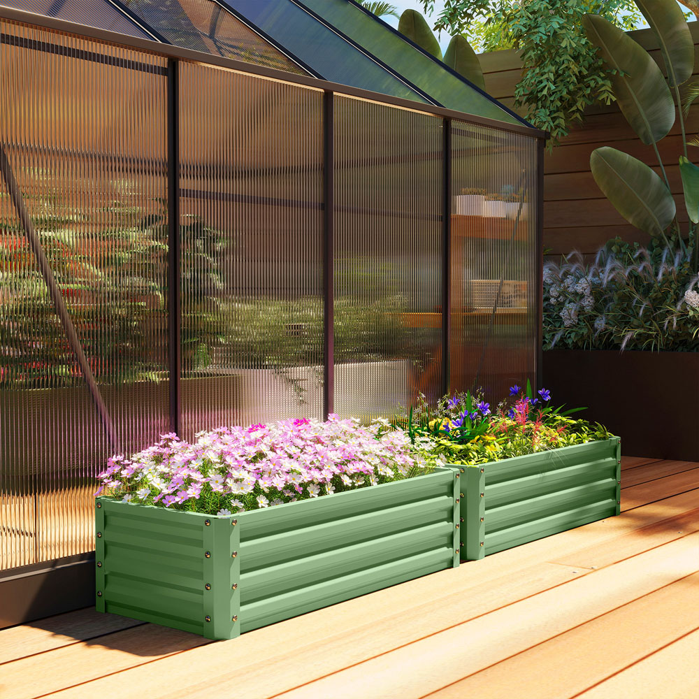 Outsunny Set of 2 Light Green Raised Garden Bed 30 x 60 x 110cm Image 4