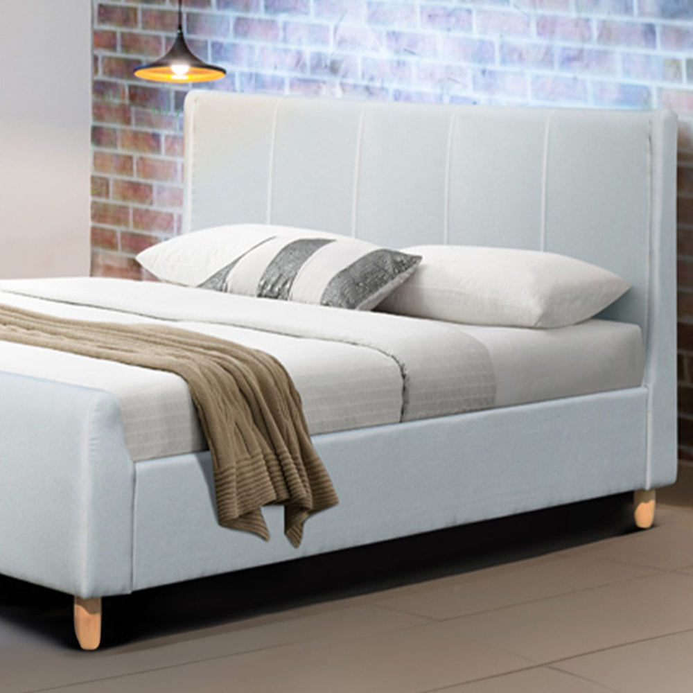 Brooklyn Double Blue Linen Bed Frame Image 2