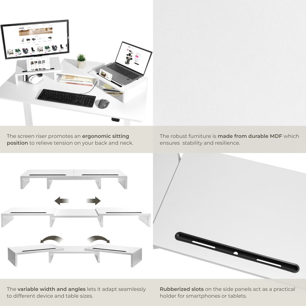 tectake Bozen 3 Piece Adjustable Monitor Stand with Smartphone Holder Image 5