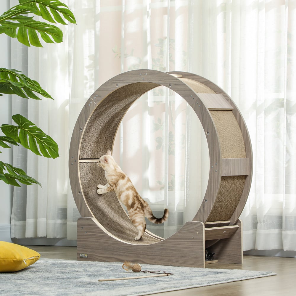 PawHut Brown Cat Indoor Treadmill with Brake Image 2