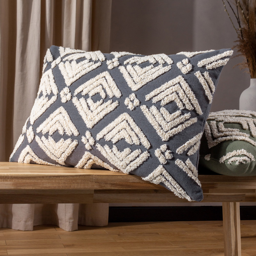 Yard Taya Grey Tufted Cushion Image 2