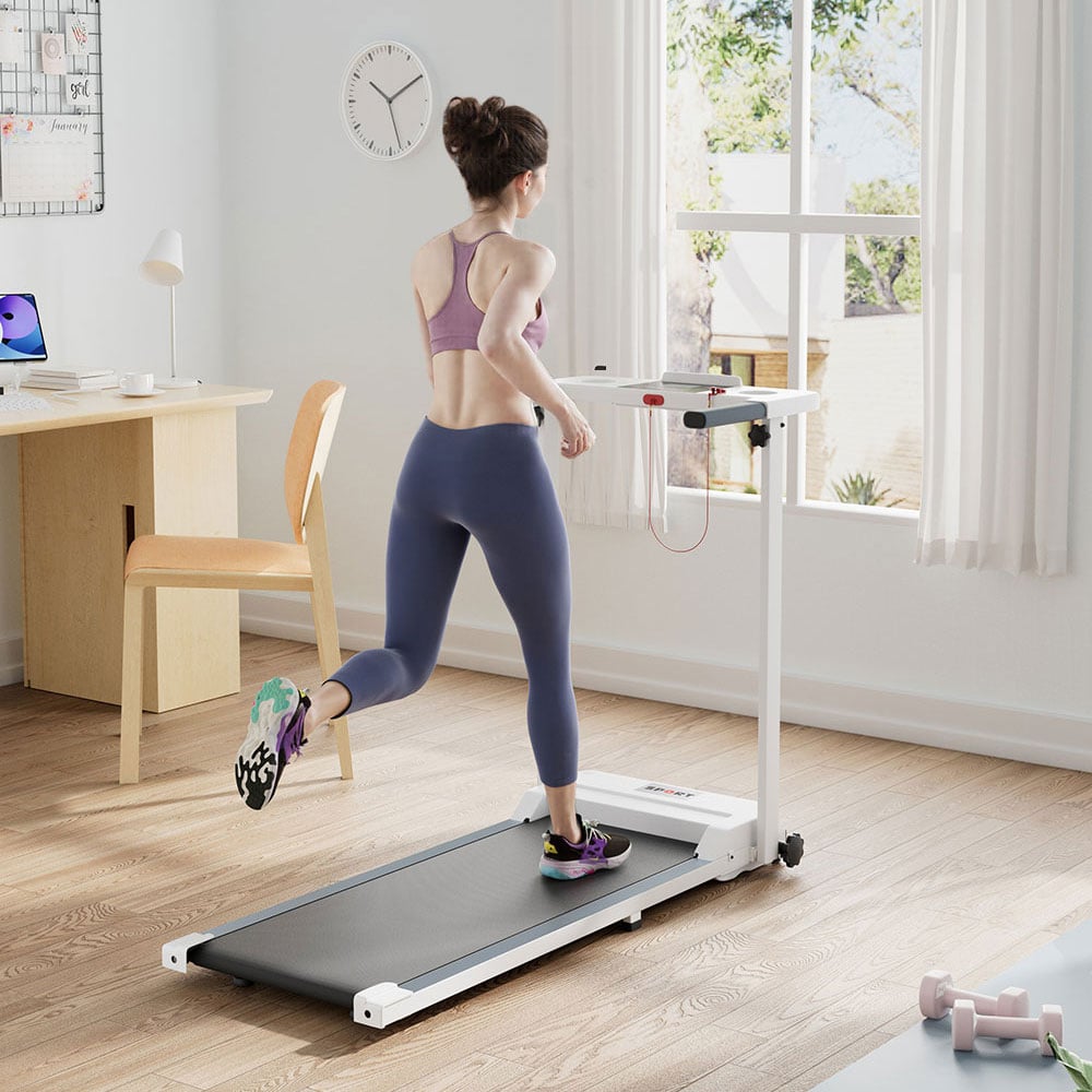 H&O Direct White Folding Treadmill with LCD Display Image 2