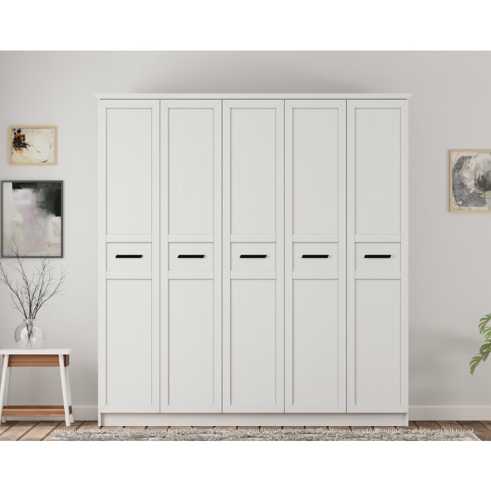 Evu DAISY XL 5 Door White Wardrobe Image 5