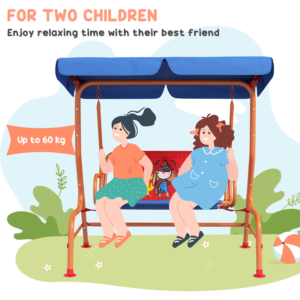 Outsunny Kids Cowboy Steel Swing Chair 39cm Image 4