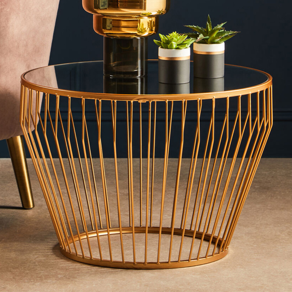 Premier Housewares Avantis Gold Finish Tapered Design Side Table Image 1