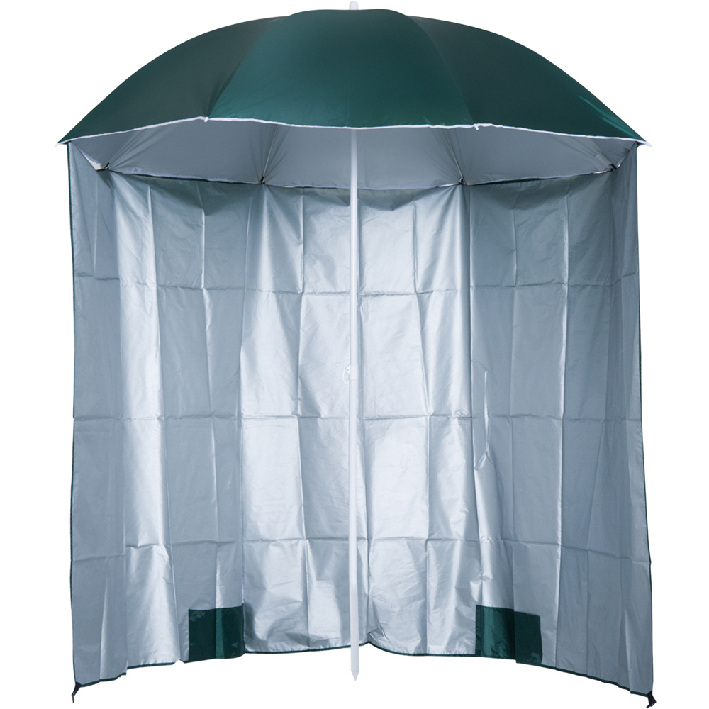 Outsunny Dark Green Parasol with Side Panel 2.2m Image 1