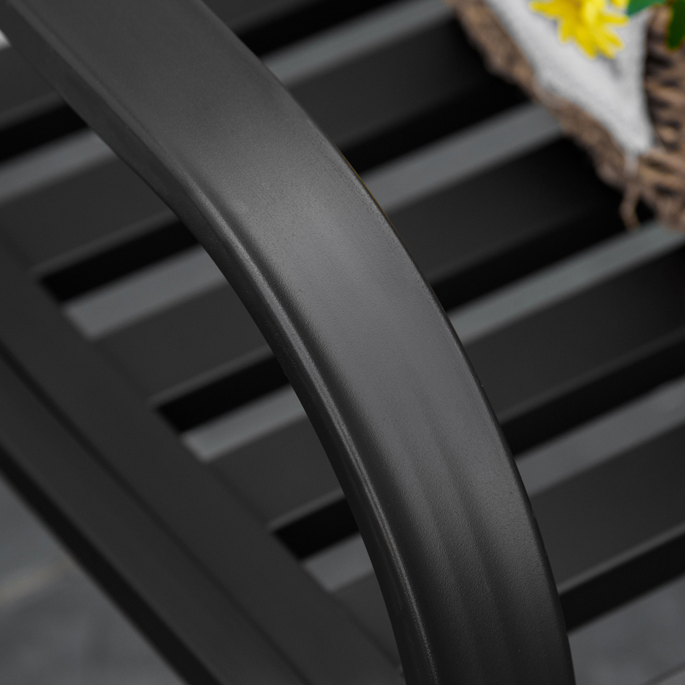 Outsunny 2 Seater Brown Cast Iron Antique Garden Bench with Armrest Image 6