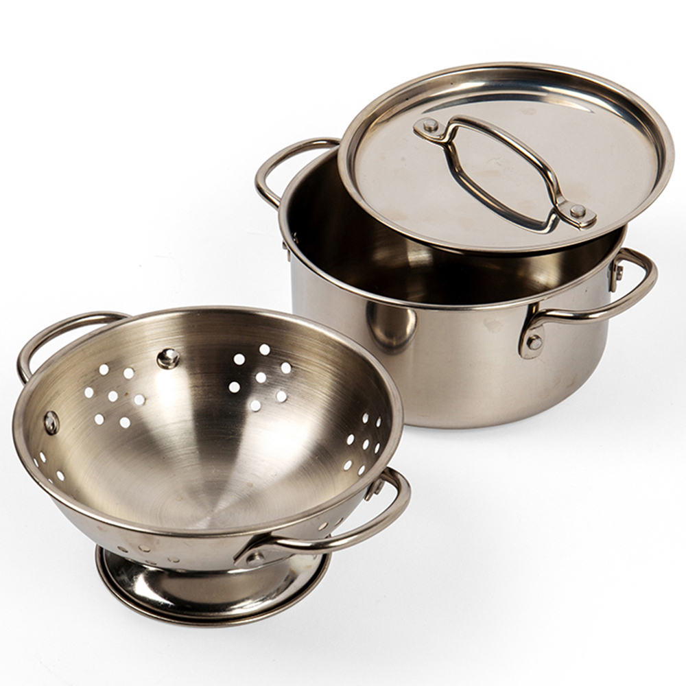 Bigjigs Toys 8 Piece Stainless Steel Cooking Pot Rack Image 4