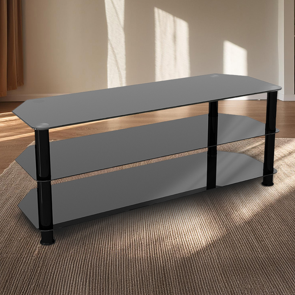 AVF Classic 3 Shelf Black Glass Corner TV Stand Image 1