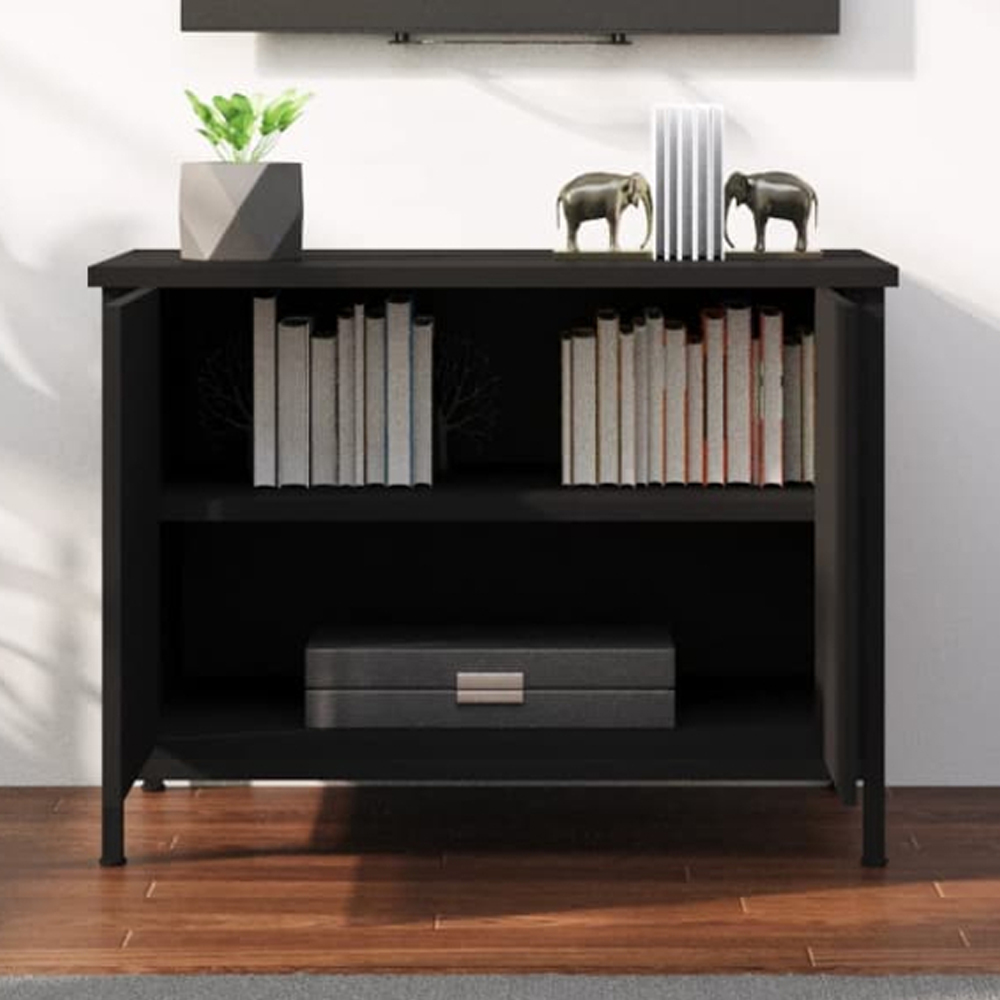 vidaXL 2 Door Black TV Cabinet Image 1