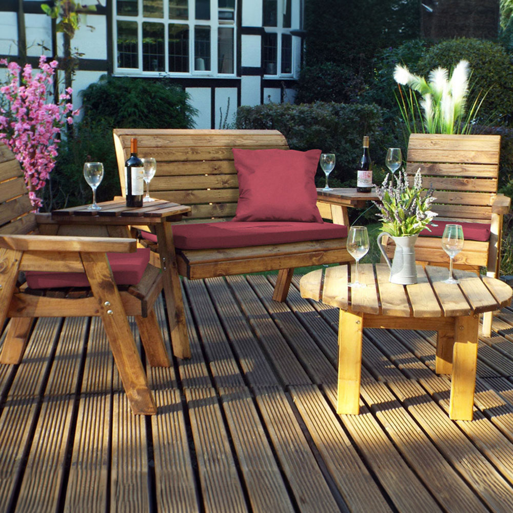 Charles Taylor 4 Seater Round Companion Seat with Red Cushions Image 2