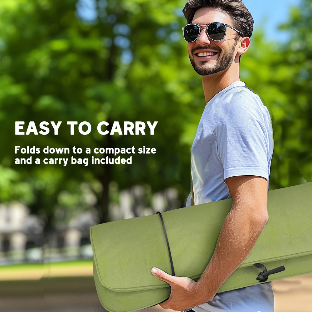 Outsunny Green Padded Foldable High Back Reclining Camping Chair with Bag Image 8