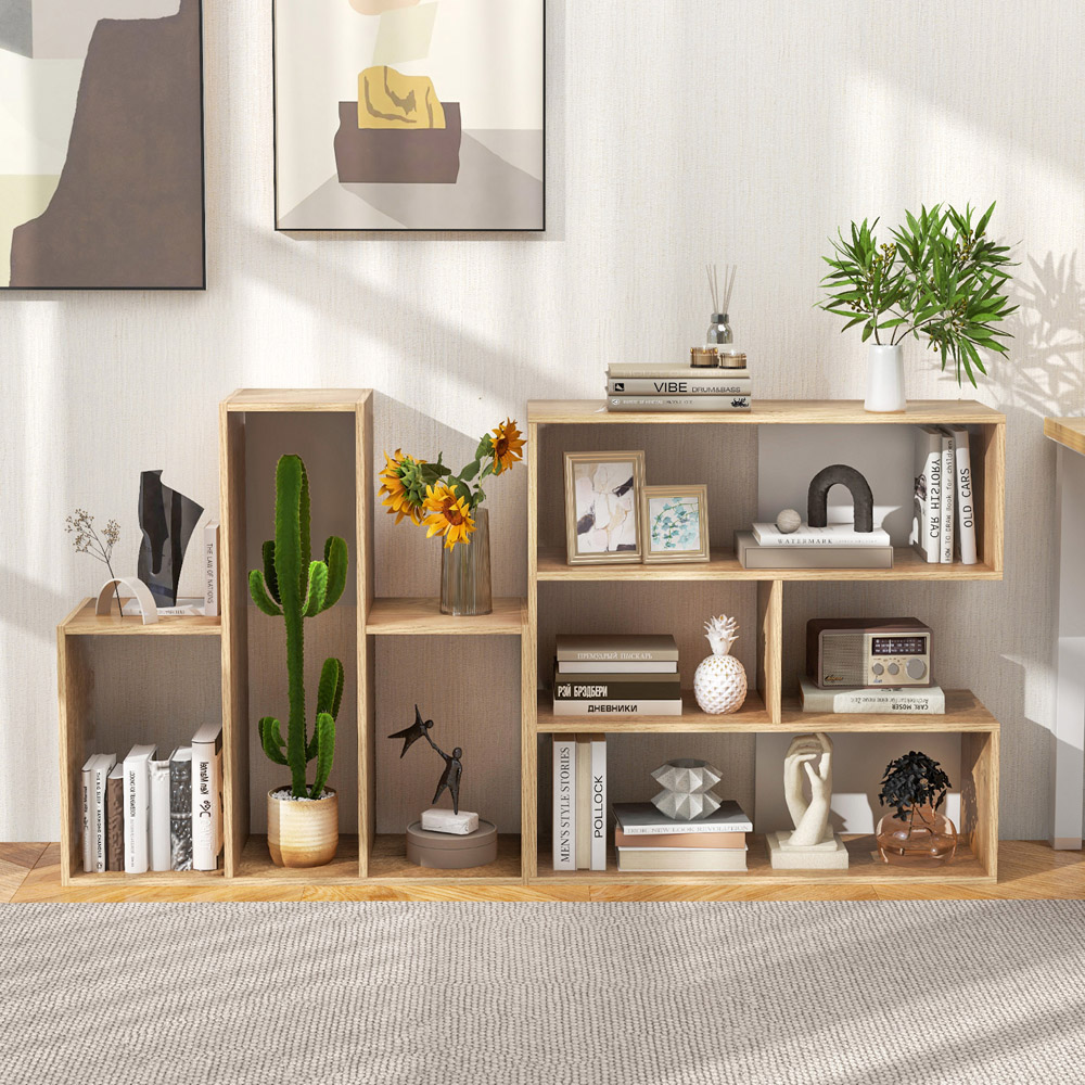 Costway 3 Shelf Convex Bookcase Image 4