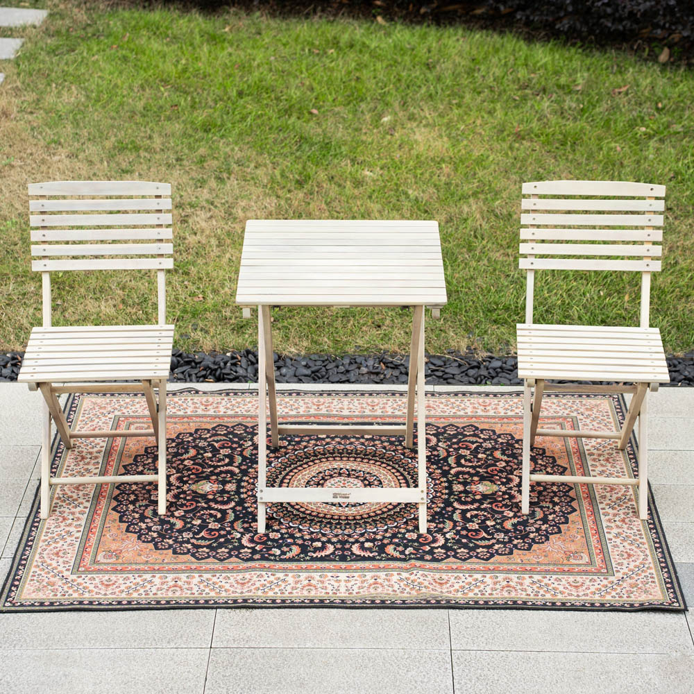 Direct Wicker 2 Seater Sanded Natural Finish Wooden Square Foldable Bistro Set Image 4