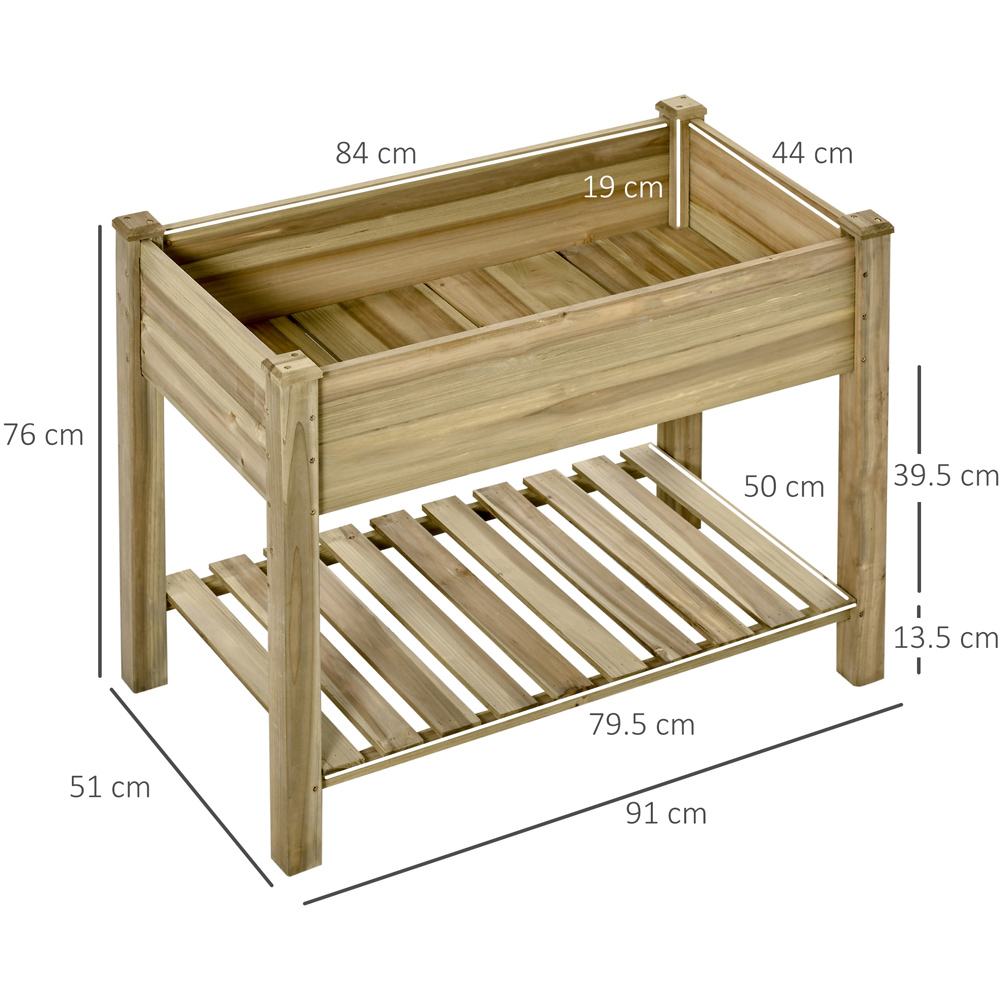Outsunny Wooden Raised Planter Bed with Shelf 76 x 51 x 91cm Image 8