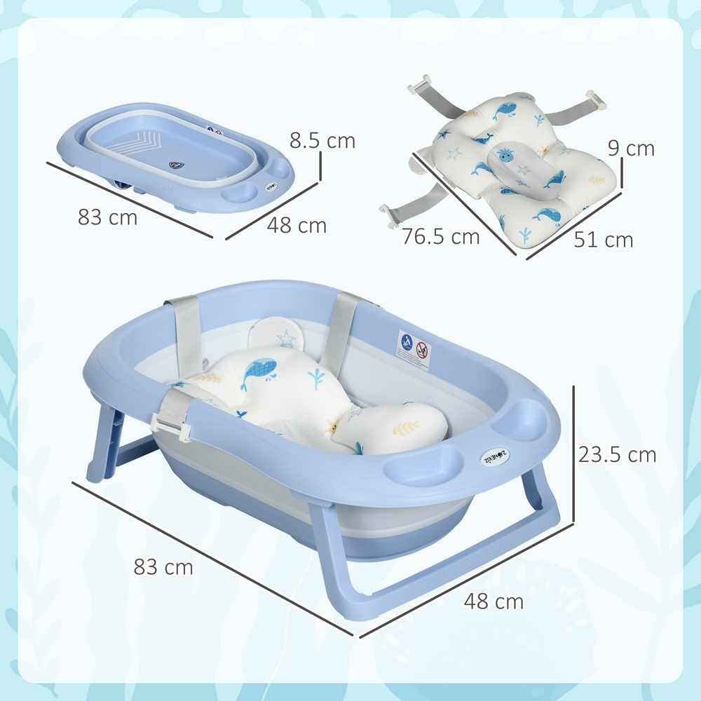 ZONEKIZ Blue Baby Foldable Bath Tub Image 3