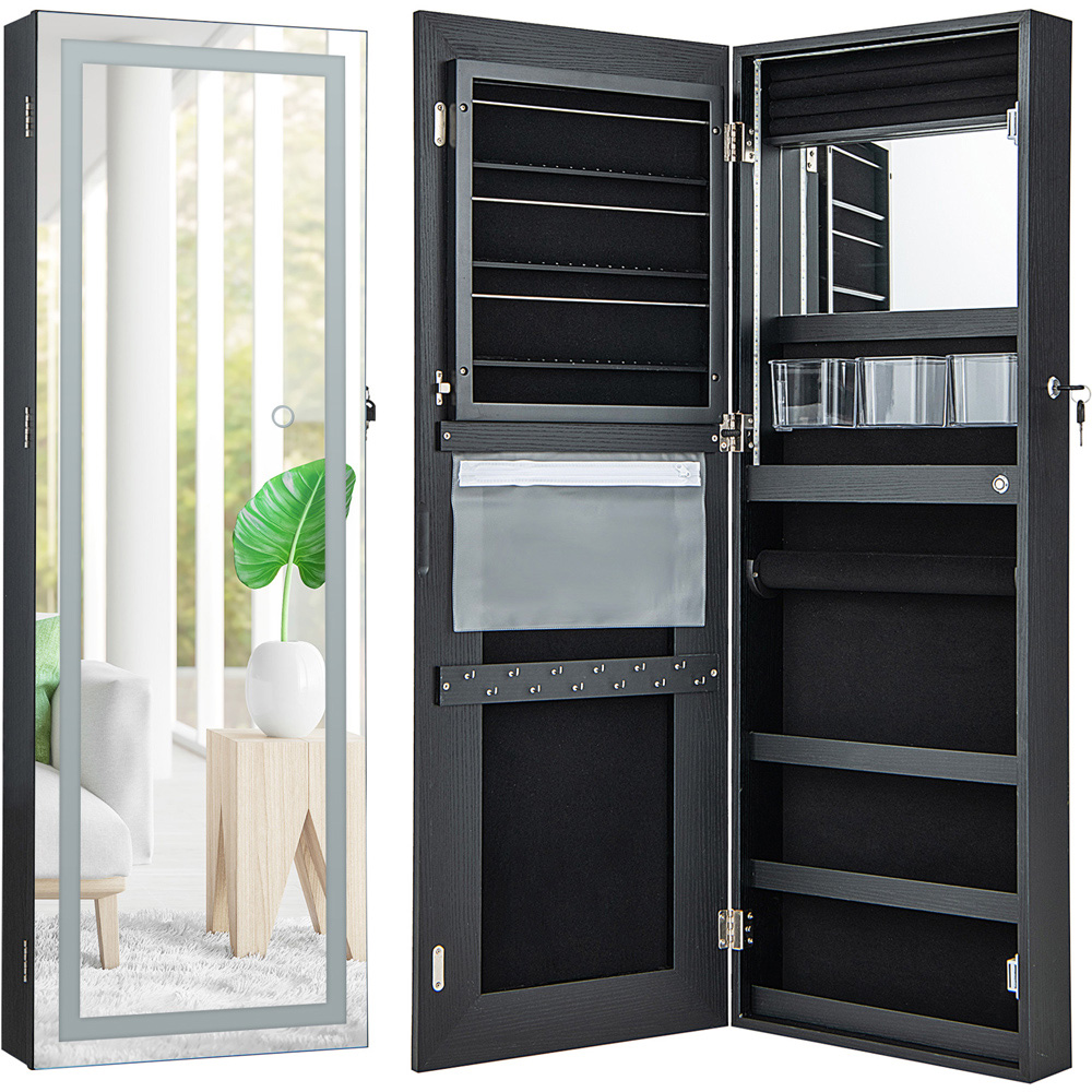 Costway White 3 Colour LED Lockable Jewellery Mirror Cabinet Image 3