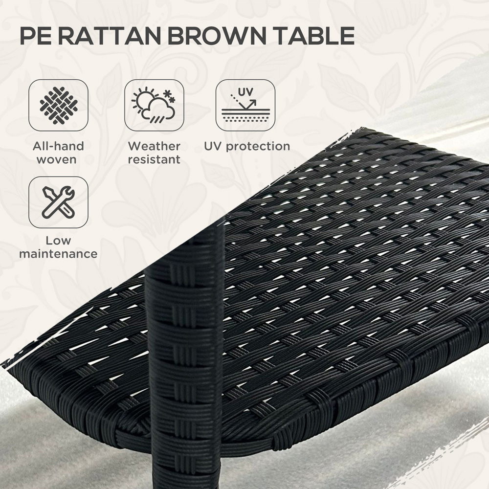 Outsunny Single Shelf Black Rattan Coffee Table with Glass Top Image 4