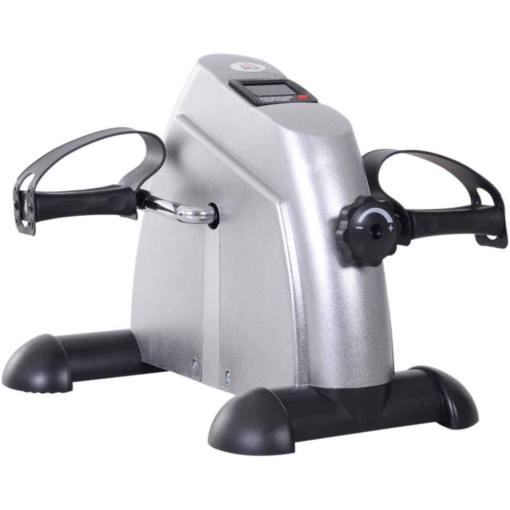 HOMCOM Metallic Silver Mini Exercise Bike with LCD Display Image 1