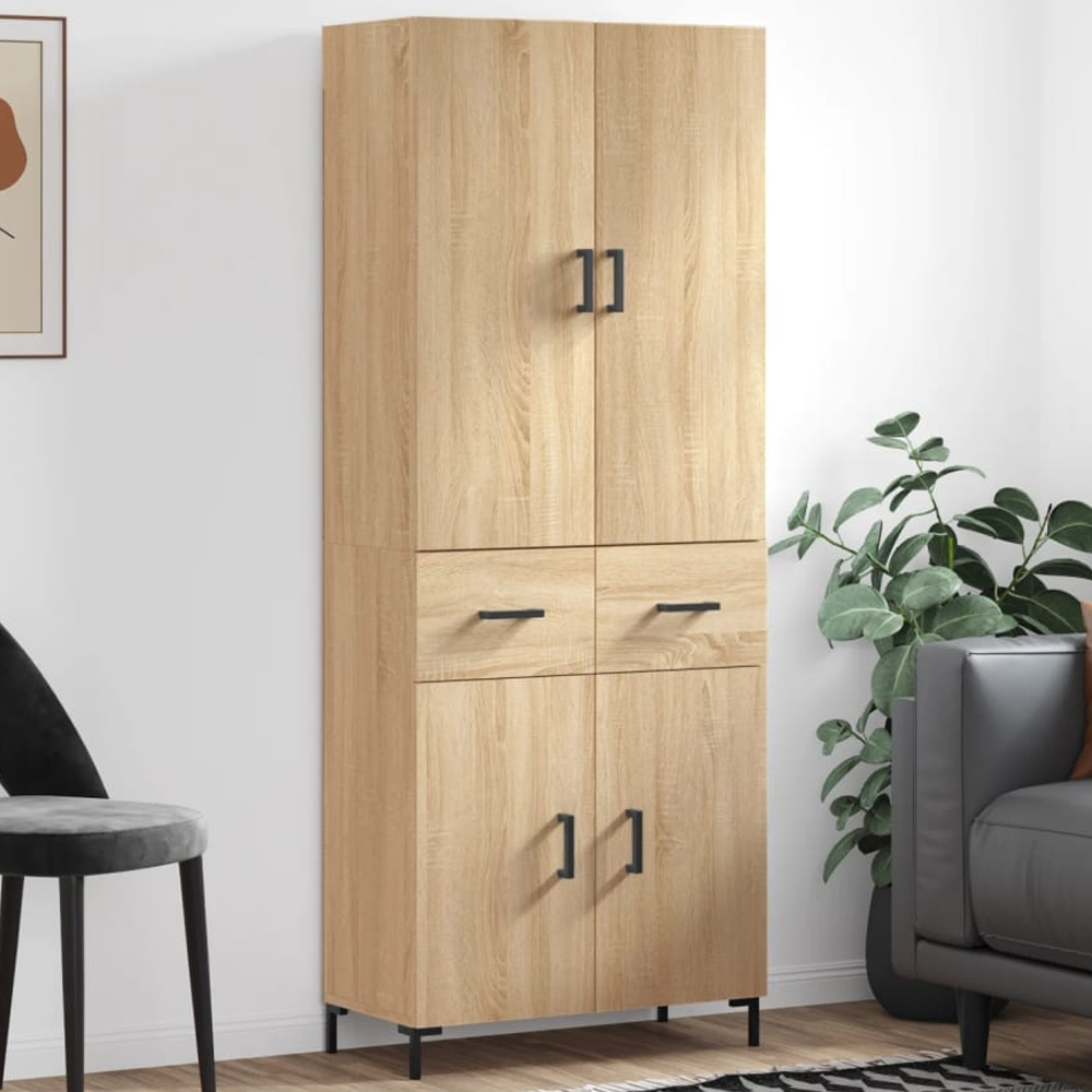 vidaXL 4 Door 2 Drawer Sonoma Oak Highboard Image 1