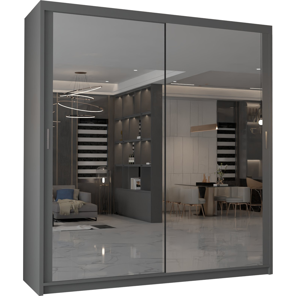 M N Furniture Modern Gala 2 Door Grey Mirrored Sliding Wardrobe 120cm Image 2