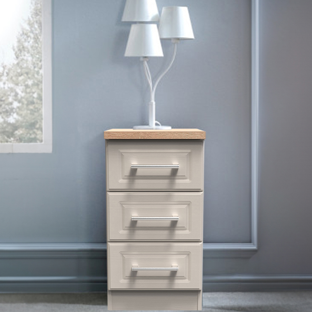 Crowndale Kent 3 Drawer Kashmir Ash and Modern Oak Bedside Table Image 7
