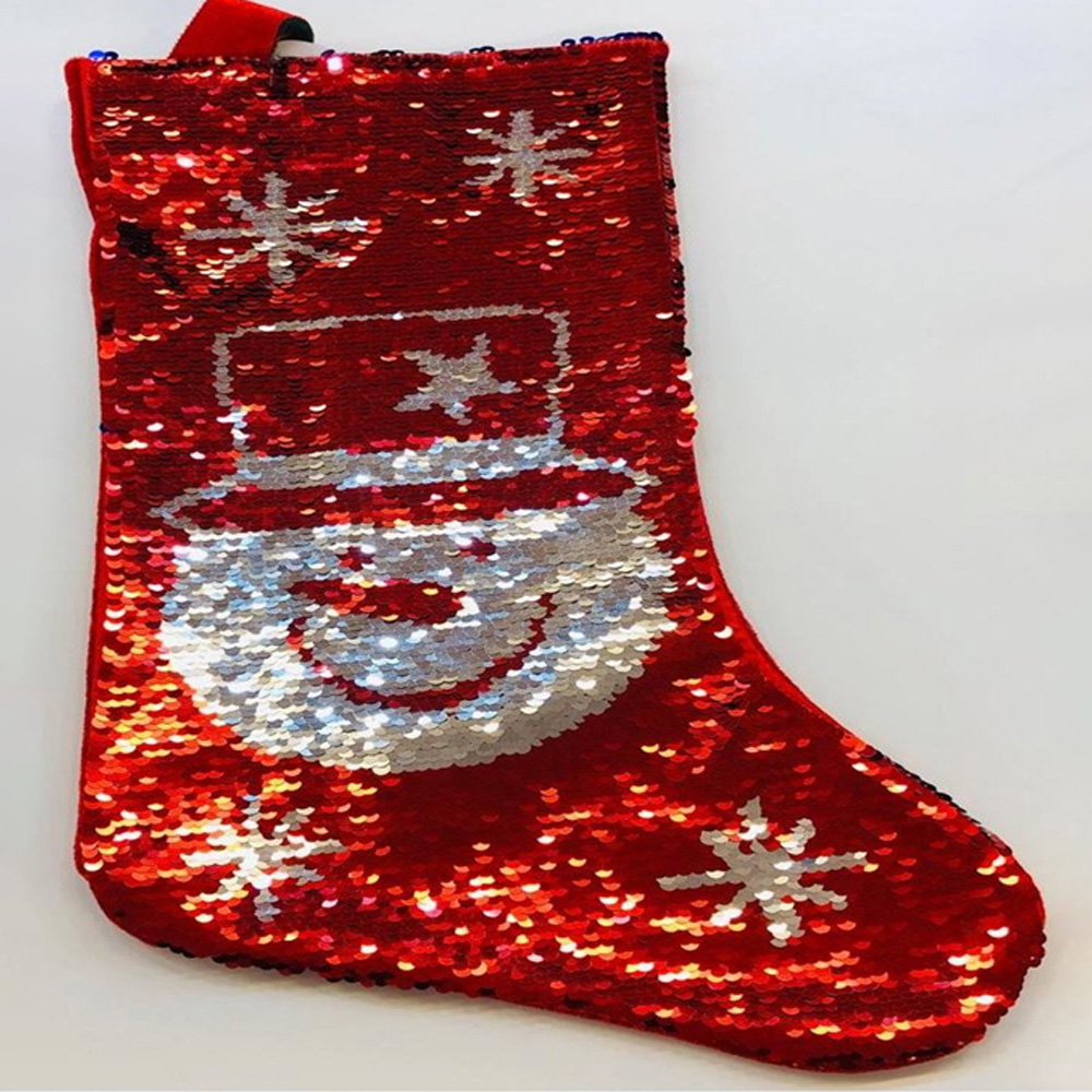 Shatchi Novelty 2-in-1 Sequin Snowman Santa Stocking Sack Christmas Decoration 45cm Image 3