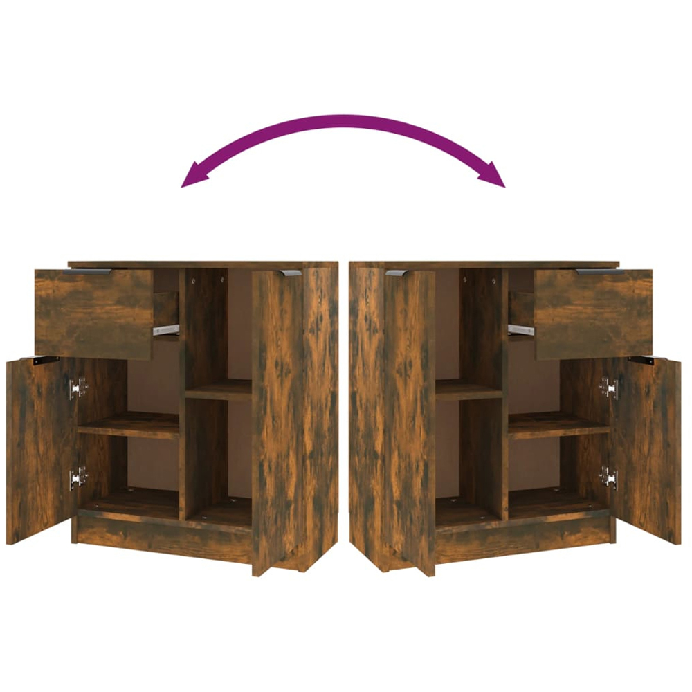 vidaXL 2 Door Single Drawer Smoked Oak Sideboard Image 7