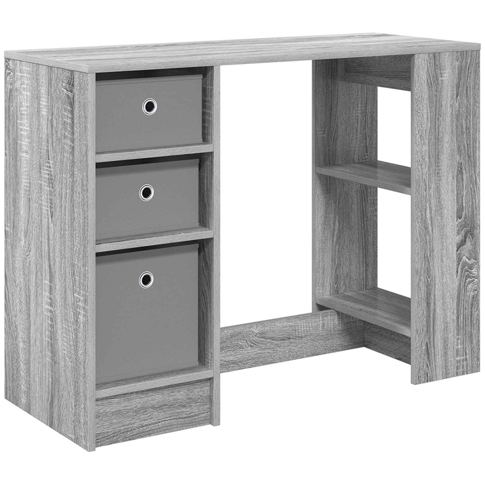 vidaXL 3 Drawer 2 Shelf Compact Desk Grey Image 2