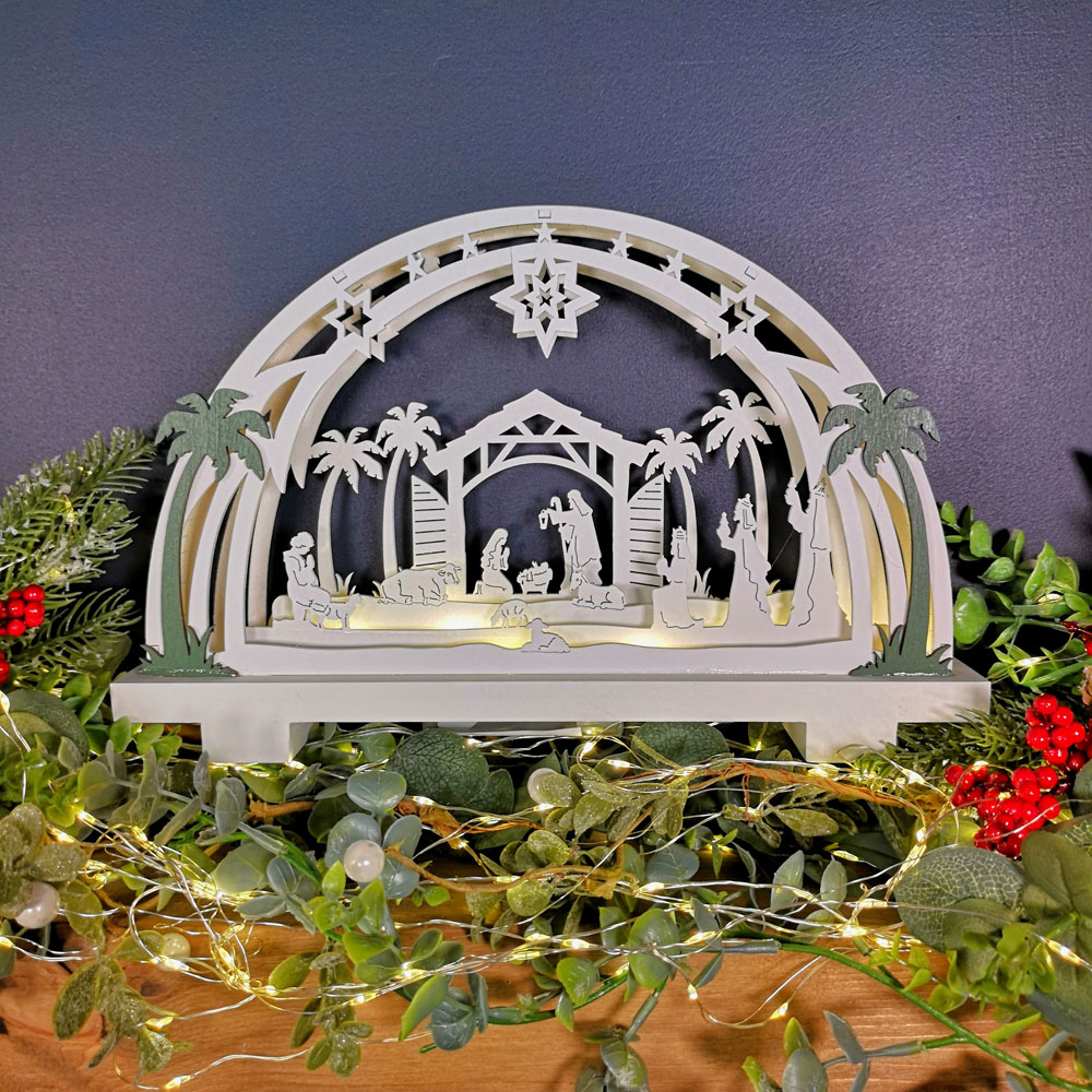 Samuel Alexander LED Wooden Arch Nativity Scene Christmas Decoration Image 5