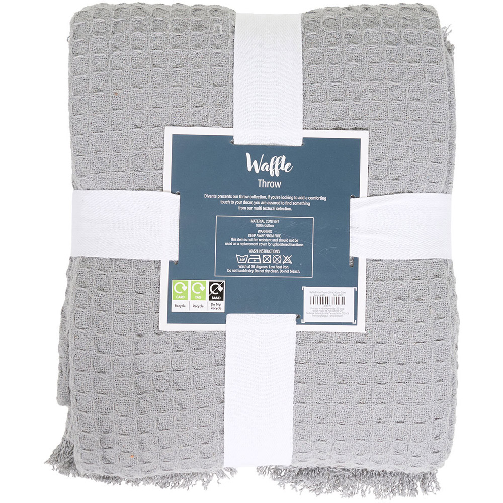 Waffle Cotton Throw Silver Image 3