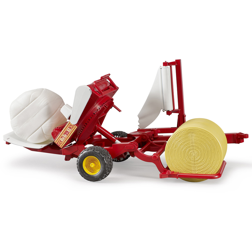 Bruder Kids Bale Wrapper Playset Model with Ochre and White Round Bales Image 5