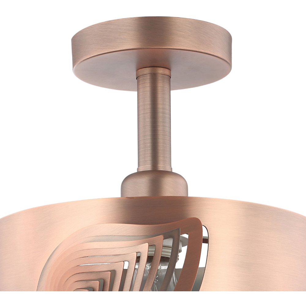 Happy Homewares Modern Designer Antique Copper Semi Flush Ceiling Light with Laser Cut Leaves Image 5